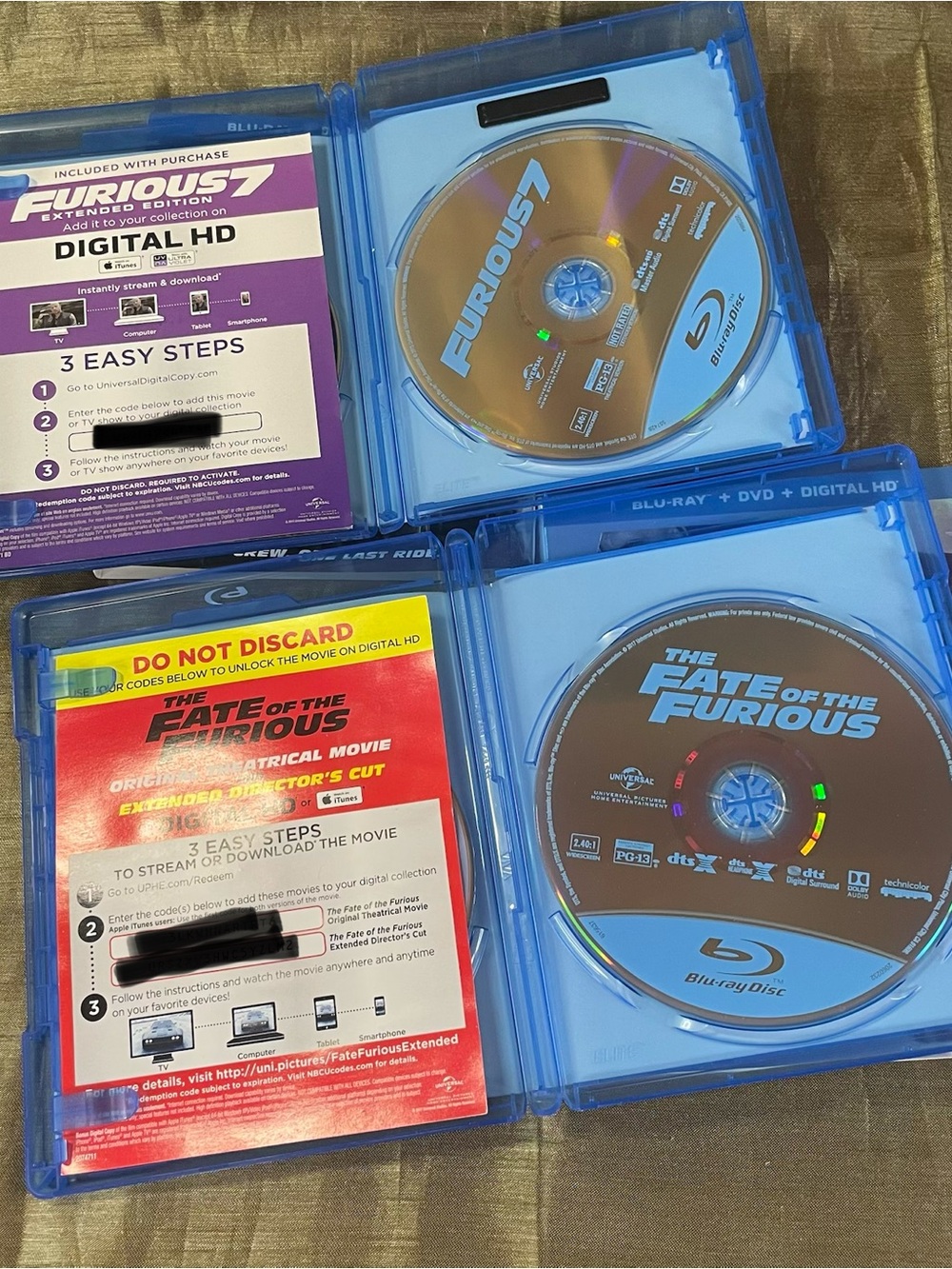 Blu-Ray & DVD Lot of 2 Furious 7 and The Fate of the Furious w Slip Cover GUC - Picture 3 of 8